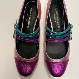 Kurt Geiger Women's Pink and Purple Flats; like new condition size 38